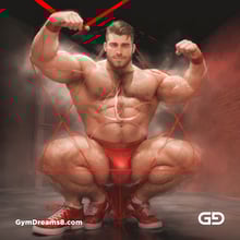 Seed of Life - Jock in Red. Sacred Geometry series. Stable Diffusion and Demon with Latex, Jockstrap.