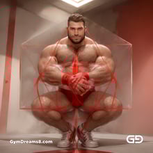 Seed of Life - Jock in Red. Sacred Geometry series. Stable Diffusion and Demon with Latex, Jockstrap.