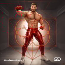 Seed of Life - Jock in Red. Sacred Geometry series. Stable Diffusion and Demon with Latex, Jockstrap.