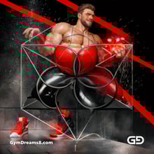 Seed of Life - Jock in Red. Sacred Geometry series. Stable Diffusion and Demon with Latex, Jockstrap.