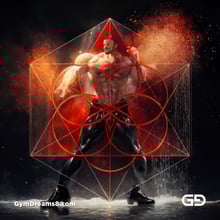 Seed of Life - Jock in Red. Sacred Geometry series. Stable Diffusion and Demon with Latex, Jockstrap.