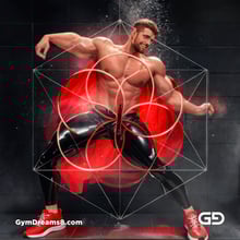 Seed of Life - Jock in Red. Sacred Geometry series. Stable Diffusion and Demon with Latex, Jockstrap.