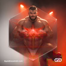 Seed of Life - Jock in Red. Sacred Geometry series. Stable Diffusion and Demon with Latex, Jockstrap.