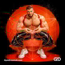 Seed of Life - Jock in Red. Sacred Geometry series. Stable Diffusion and Demon with Latex, Jockstrap.