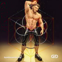 Seed of Life - Jock in Red. Sacred Geometry series. Stable Diffusion and Demon with Latex, Jockstrap.