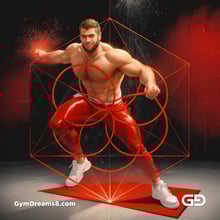 Seed of Life - Jock in Red. Sacred Geometry series. Stable Diffusion and Demon with Latex, Jockstrap.