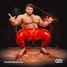 Seed of Life - Jock in Red. Sacred Geometry series. Stable Diffusion and Demon with Latex, Jockstrap.