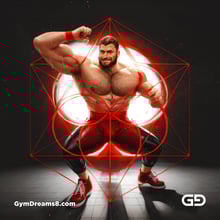Seed of Life - Jock in Red. Sacred Geometry series. Stable Diffusion and Demon with Latex, Jockstrap.