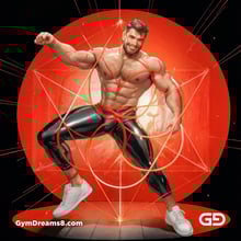 Seed of Life - Jock in Red. Sacred Geometry series. Stable Diffusion and Demon with Latex, Jockstrap.