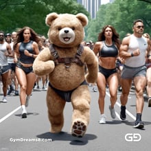 Teddy Bear, Harness, Run. Stable Diffusion with SDXL, Custom Harness LoRA by BrawnyAI