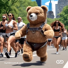 Teddy Bear, Harness, Run. Stable Diffusion with SDXL, Custom Harness LoRA by BrawnyAI