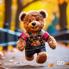 Teddy Bear, Harness, Run. Stable Diffusion with SDXL, Custom Harness LoRA by BrawnyAI
