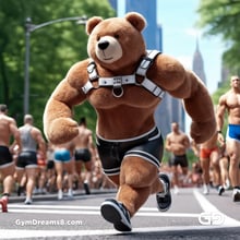 Teddy Bear, Harness, Run. Stable Diffusion with SDXL, Custom Harness LoRA by BrawnyAI