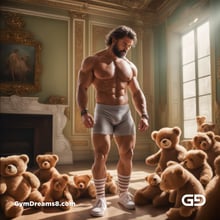 Teddy, Rugby, Stripes. Part 2. Men in long rugby socks with teddy bears. Rendered in Stable Diffusion with SDXL.