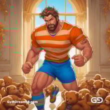 Teddy, Rugby, Stripes. Part 3. Men in long rugby socks with teddy bears. Rendered in Stable Diffusion with SDXL.