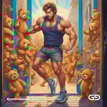 Teddy, Rugby, Stripes. Part 3. Men in long rugby socks with teddy bears. Rendered in Stable Diffusion with SDXL.