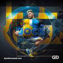 Jock. Ink and Masculinity. Fusion of Abstract Expressionist Paint, Cubist Composition, Typography, and Male Figures, with Stable Diffusion and Airfuck’s Wild Mix.