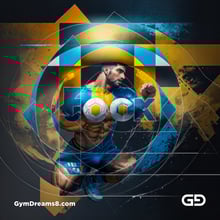 Jock. Ink and Masculinity. Fusion of Abstract Expressionist Paint, Cubist Composition, Typography, and Male Figures, with Stable Diffusion and Airfuck’s Wild Mix.