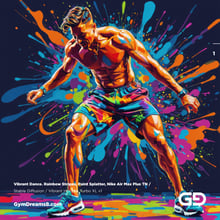 Vibrant Dance. Rainbow Stripes, Paint Splatter, Nike Air Max Plus TN. Stable Diffusion with Vibrant Horizon Turbo XL.
