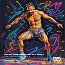 Vibrant Dance. Rainbow Stripes, Paint Splatter, Nike Air Max Plus TN. Stable Diffusion with Vibrant Horizon Turbo XL.