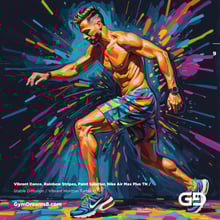 Vibrant Dance. Rainbow Stripes, Paint Splatter, Nike Air Max Plus TN. Stable Diffusion with Vibrant Horizon Turbo XL.