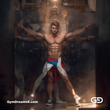 Vitruvian Man. After the Vitruvian Man c.1490 by Leonardo da Vinci. Rendered with Stable